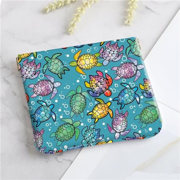 2Pcs PU Leather Small Squeeze Coin Colorful Turtle Pattern - Picture 5 of 7